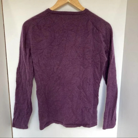 COUSIN JOHNNY Color Block Purple Wool Sweater Medium - Picture 3 of 5